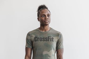 Nobull Crossfit® Women's T Shirts Green Camo | Australia (UY0726)